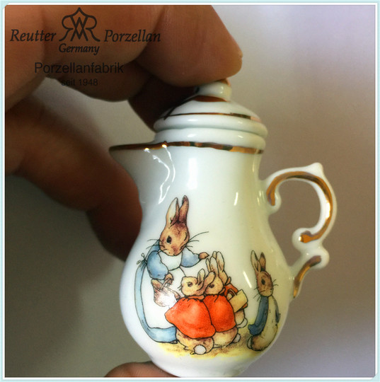 Birthday gift BJD6/min miniature gold-painted mini Peter Rabbit tea set and coffee set mini holiday gift