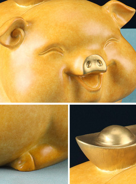 铜福猪诸事大吉新中式桌面工艺品