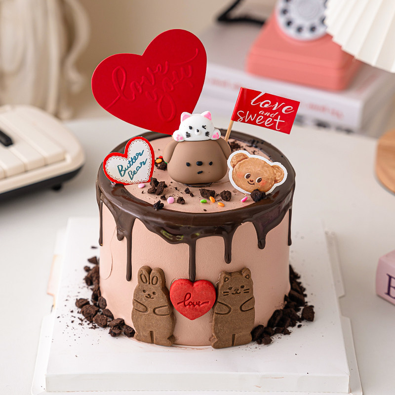 七夕情人节蛋糕装饰可爱小熊小猫叠叠乐摆件熊兔爱心饼干love插件,淘宝优惠券,粉丝福利购,淘宝优惠卷