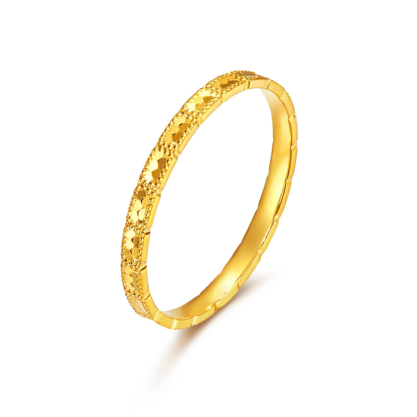 Golden Supreme Starry Bright Gold Crushed Ice Ring Women's 2026 New Plain Gold Thin Ring Fashion Index Finger Ring