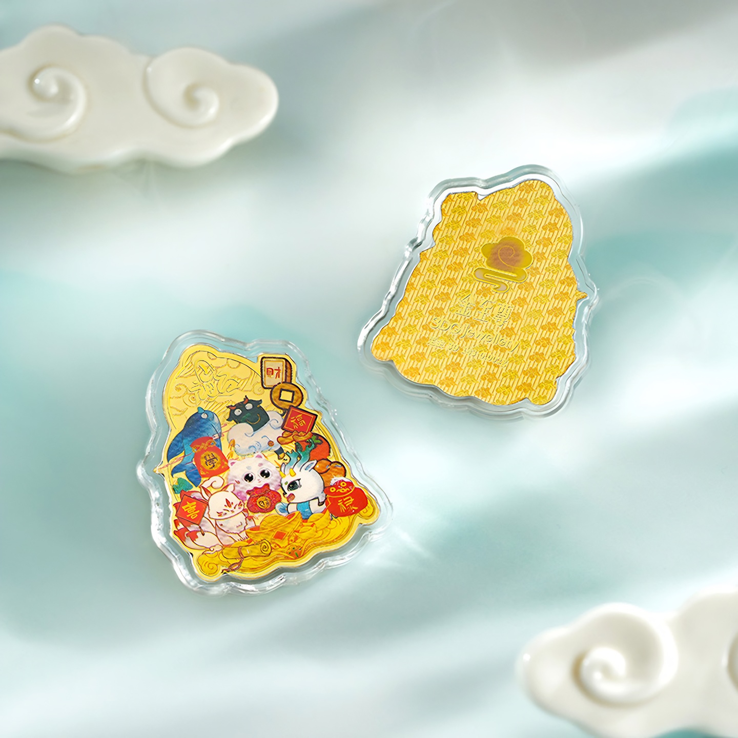 金至尊山海如意令黄金金章国潮足金金章生日礼物黄金挂件手机贴片 - 图3