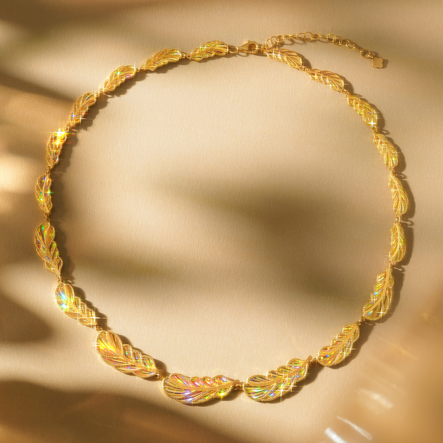 金至尊闪醉金黄金羽毛项链轻奢华丽大克重金项链炫彩硬足金锁骨链 - 图3