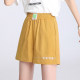 High-waisted white ice silk shorts in summer