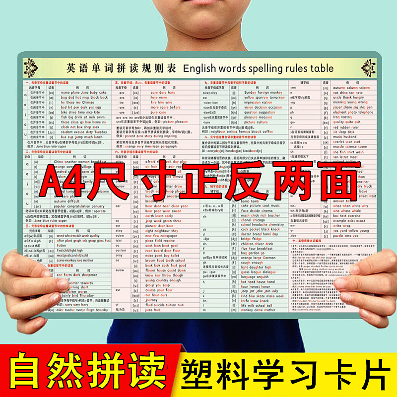 新版英语48个国际音标学习卡片自然拼读法音标速查26个英文字母表