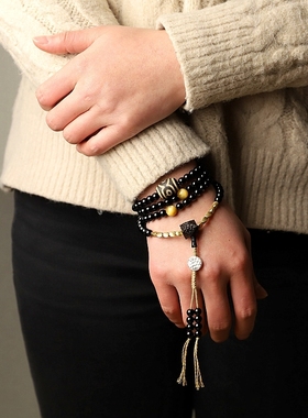 原创天然黑玛瑙念珠108颗