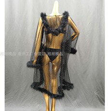 костюм pole dance 舞台钢管舞现代舞表演透明上衣女性感角色cos化装夜店表演上衣