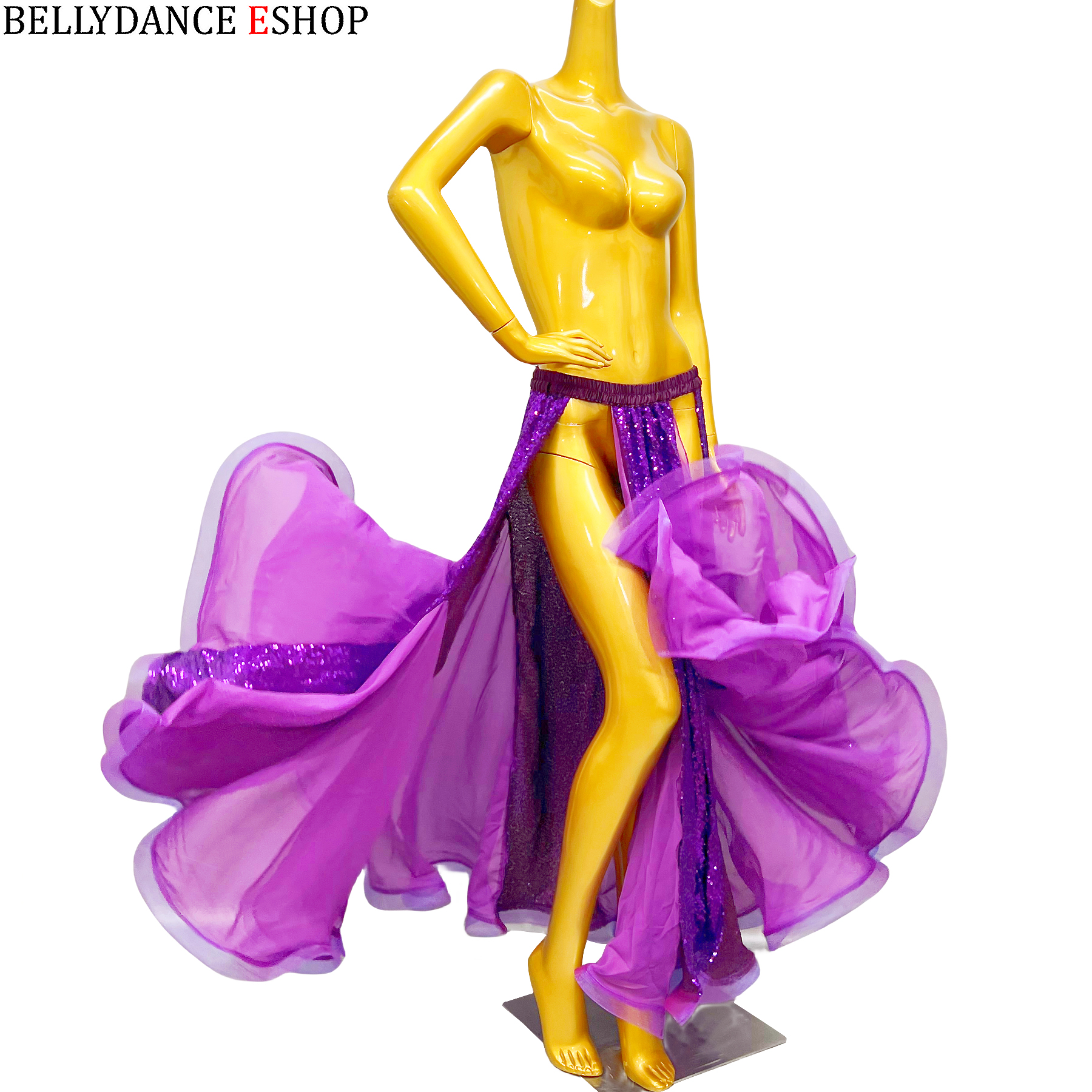 新款亮片珠片裙女士性感肚皮舞下装长裙舞台夜店DJ舞蹈表演裙子 - 图0