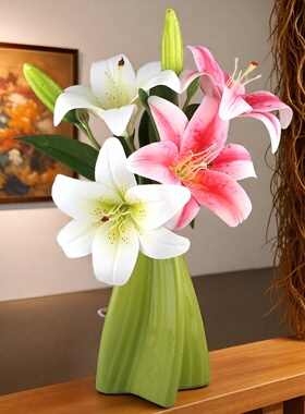 仿真花百合花假花摆设客厅餐桌装饰品插花束花艺摆件高级感逼真
