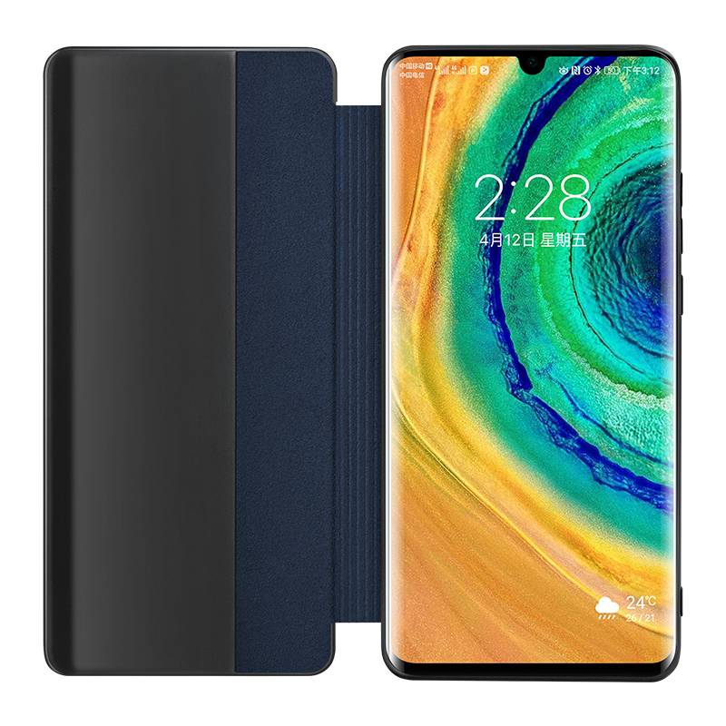 yalebos数码旗舰店华为mate30手机壳5G真牛皮mate30pro翻盖式P30智能视窗保护皮套g商务p30por防摔mate20pro定制限量版配件男p0