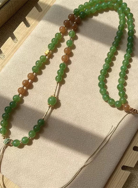 和田玉髓项链女款国风旗袍配饰翡翠玉石新中式复古玉髓串珠吊坠