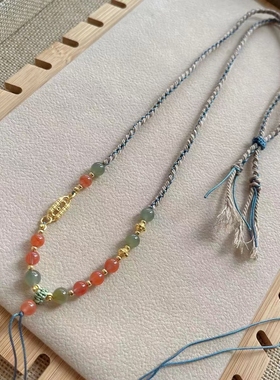 手工编织南红玛瑙吊坠挂绳四股编和田玉佛牌唐卡挂坠绳民族风挂绳