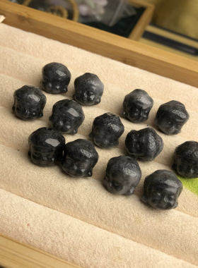天然老翡翠乌鸡小佛头diy配件手工编织手绳手链手串配件玉石配饰