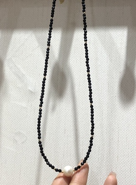 黑尖晶石爆闪黑色叠戴项链多层颈链女不掉色百搭配饰DIY原创珍珠