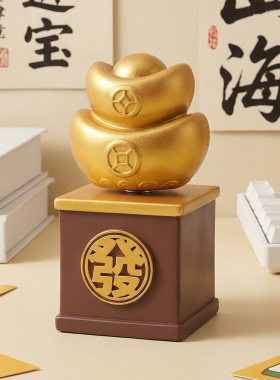 金元宝发财树转转摆件