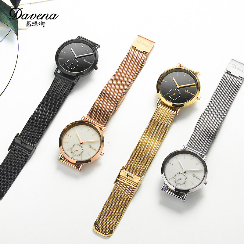 新款蒂玮娜davena钢带个性男士手表 davena童凯国产腕表