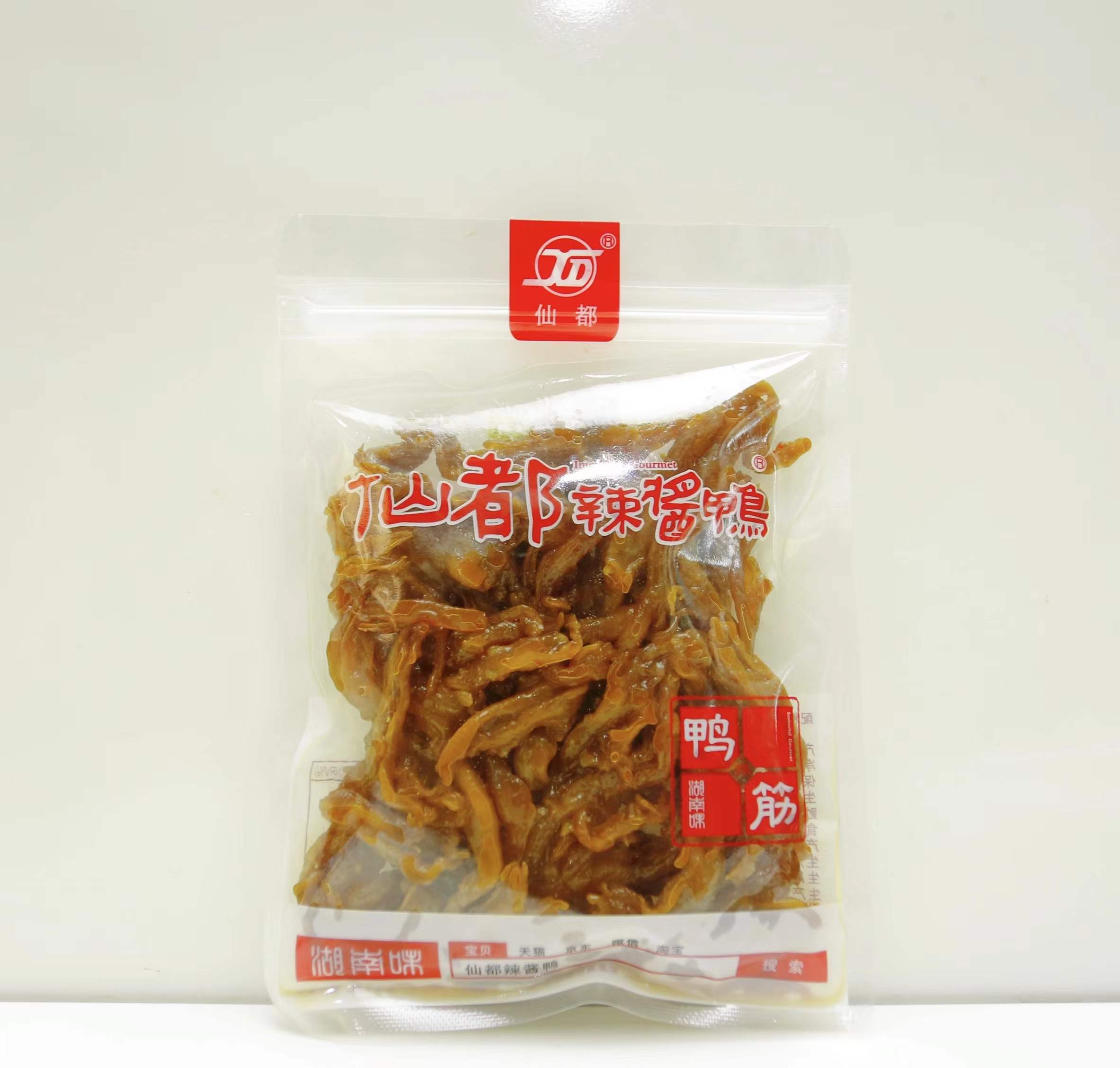 仙都辣酱鸭 鸭筋80g （微辣）湖南特产 卤味零食小吃休闲食品 - 图0