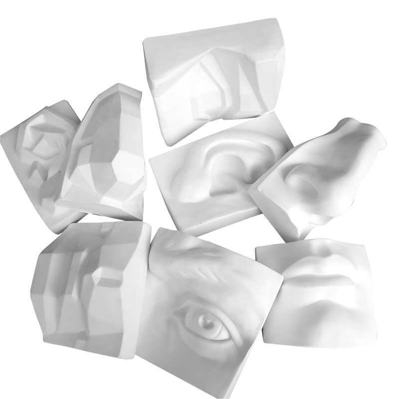 五官石膏像一套四个实面切面大卫五官眼耳鼻嘴石膏教具美术石膏像-图3