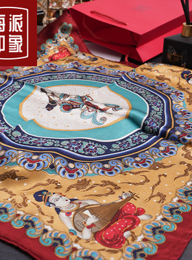 敦煌中国风春秋薄款酒红色丝巾