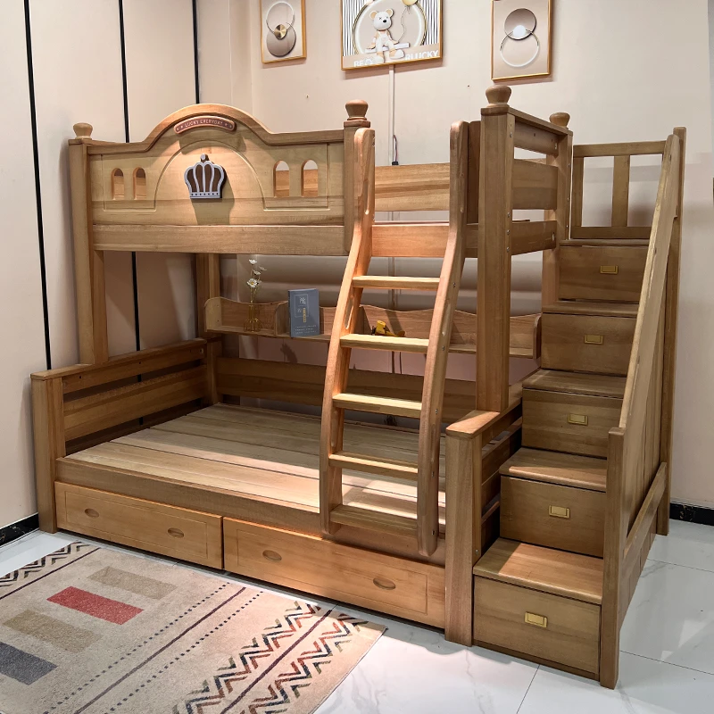 上下床双层床全实木女孩储物交错式儿童床子母床两层床上下铺木床,淘宝优惠券,粉丝福利购,淘宝优惠卷