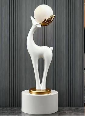 招财鹿大摆件客厅轻奢视高档沙发IDJ电旁边落地柜氛围灯迁新居乔