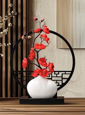 新中式角几装饰品摆禅意客厅腊梅摆关轻奢高件档创意玄酒柜装YPBJ