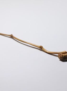 山宁竹舍 异形竹枝巧雕灵芝如意茶拨 茶器