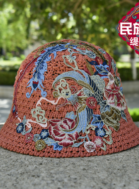 渔夫帽休闲民族风女刺绣遮阳帽