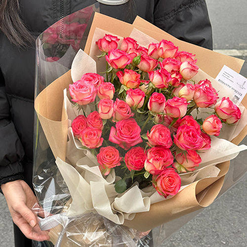 橙色芭比多头泡泡玫瑰花云南昆明基地鲜花速递同城百合花束母亲节 - 图1