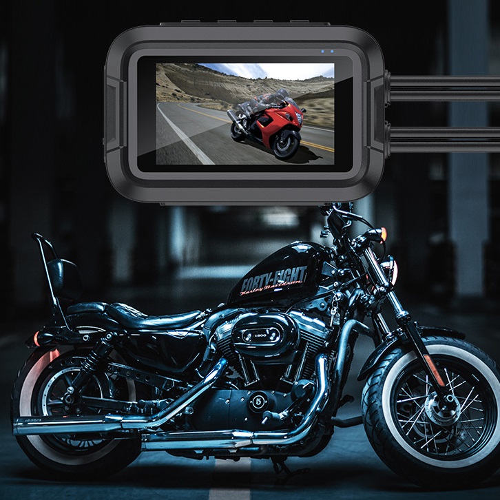 摩托车行车记录仪1080P高清双镜头防水机车WiFi记录议停车监控GPS-图1