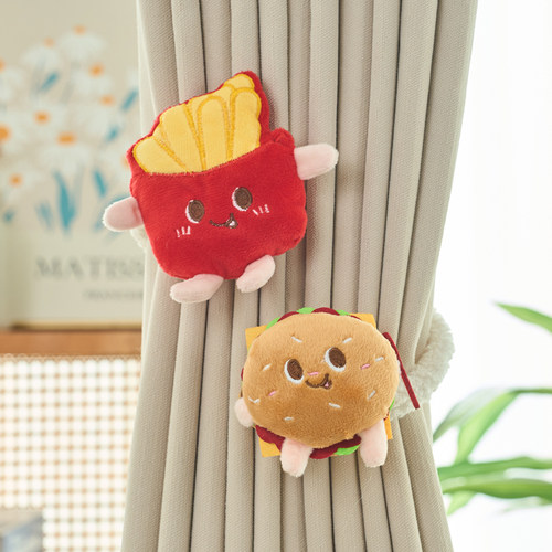 简约现代窗帘绑带卡通可爱束免系扣环白纱家居装饰免纱帘一对装 - 图3