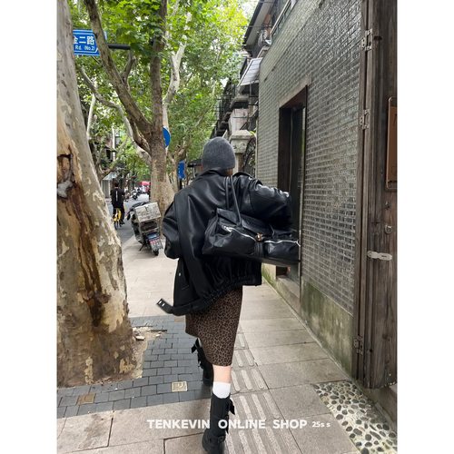 十一石 复古回潮！豹纹半身裙女小个子A字短裙显瘦包臀鱼尾裙ll - 图0