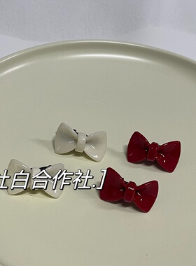 鸭嘴夹亚克力复古蝴蝶结刘海夹