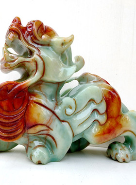 玉石貔貅摆件天然玉岫玉转歪头霸王镇宅招财公母一对商铺客厅真玉