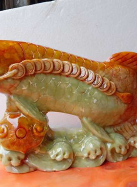 大鲤鱼年年有余岫玉60厘米摆件