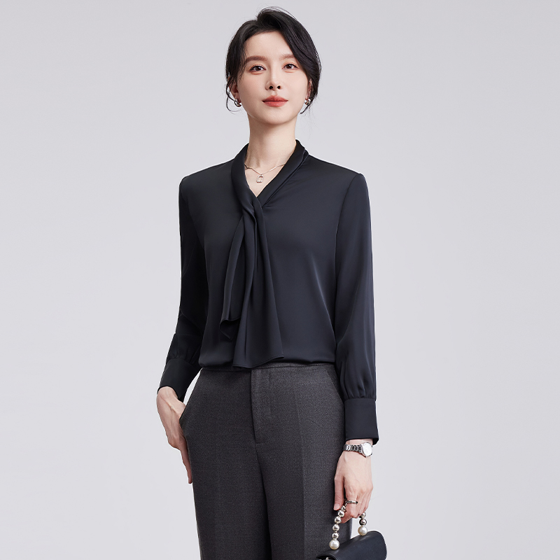 诗璐雅职业衬衫女士长袖春秋新款气质上衣内搭衬衣OL通勤面试正装 - 图1