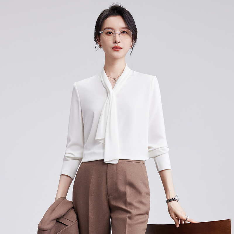 诗璐雅职业衬衫女士长袖春秋新款气质上衣内搭衬衣OL通勤面试正装 - 图2