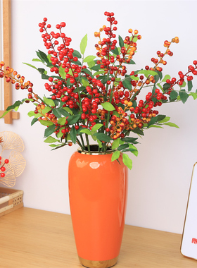 冬青红果发财果年宵花仿真花假花