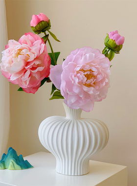高档洋牡丹仿真花假花摆设轻奢芍药干花花束客厅装饰花艺餐桌摆件