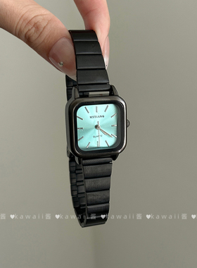 轻奢小众黑色手表女机械表