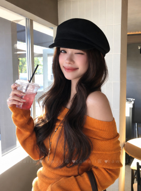 复古褶皱马术帽女秋冬
