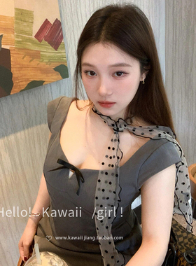 韩系ins蕾丝黑色波点长条小丝带