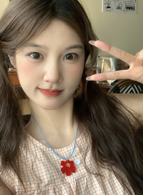 ins博主同款小红花项链
