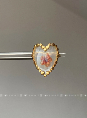 森系小清新橙色干花爱心戒指