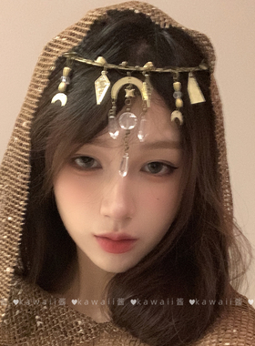 古希腊神女古铜色月牙流苏额饰