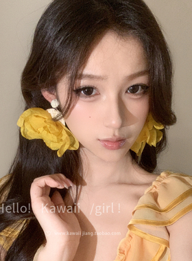 波西米亚度假风黄色花朵耳环