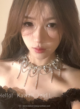 复古宫廷风超闪满钻流苏项链