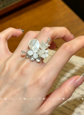 中古风铃兰花贝壳戒指