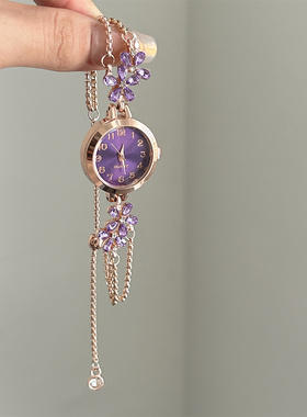 古着小清新甜美紫藤花手表