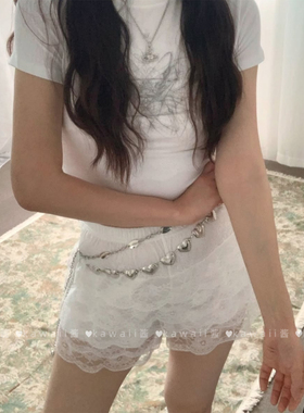 y2k亚比美式复古辣妹爱心腰链