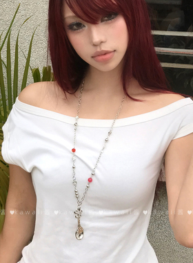 ins风小众花朵勺子浮雕串珠项链